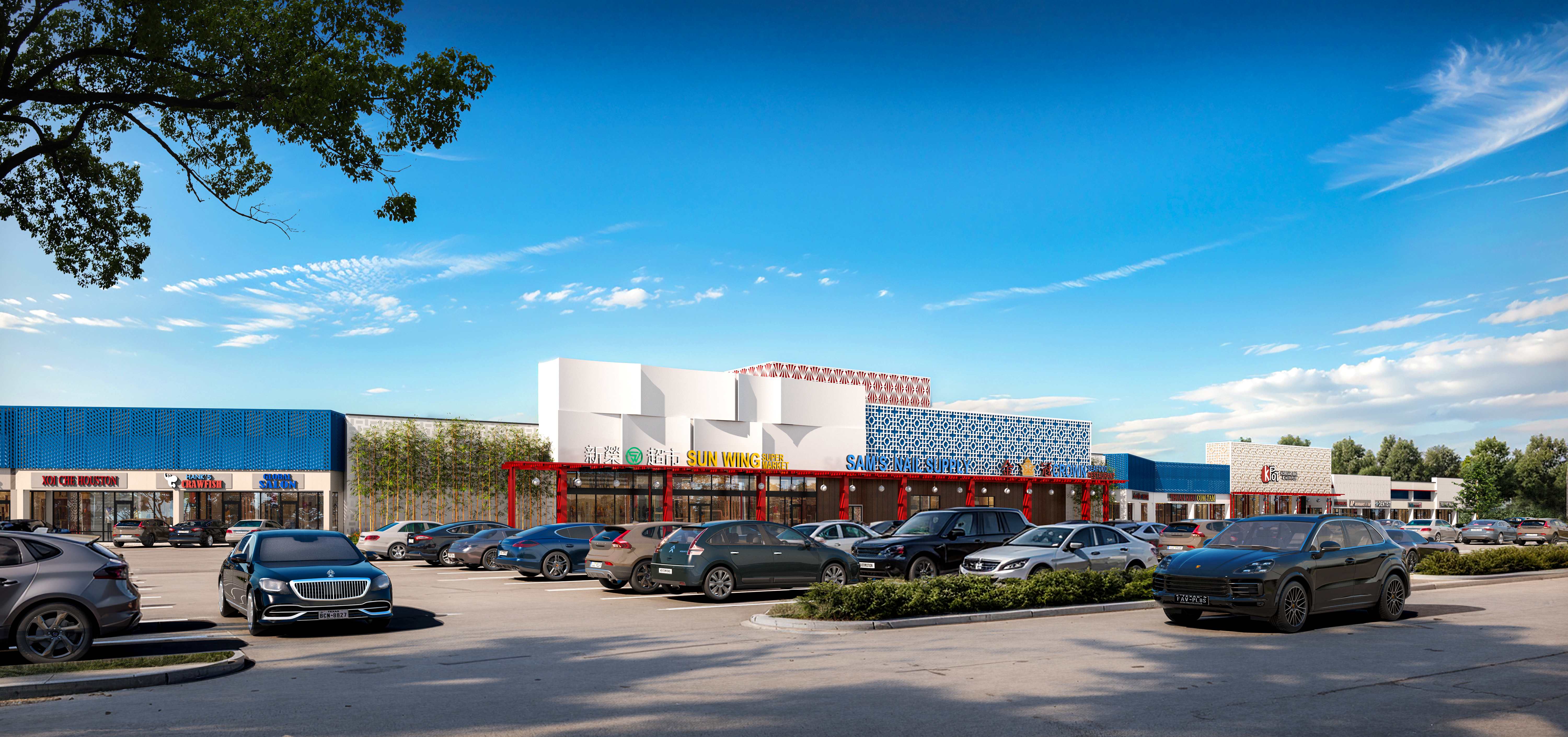 Lion-Square-Shopping Center-Exterior-Eye-Level-View-Daytime-Houston-Texas-2